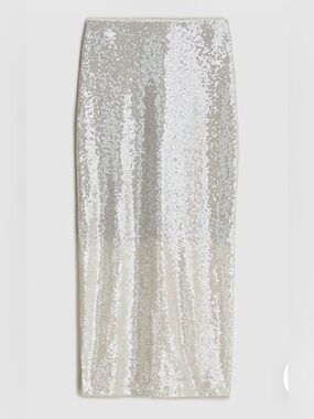 J. Crew collection Silver Sequin Midi Skirt